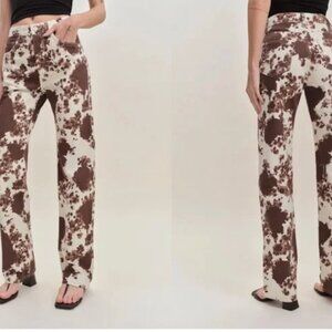Reformation Val 90s High Rise Straight Jeans Cowhide Print 26 NWT